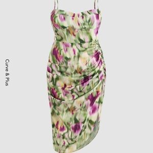 Plus Size Multicolor Ruched Midi Dress